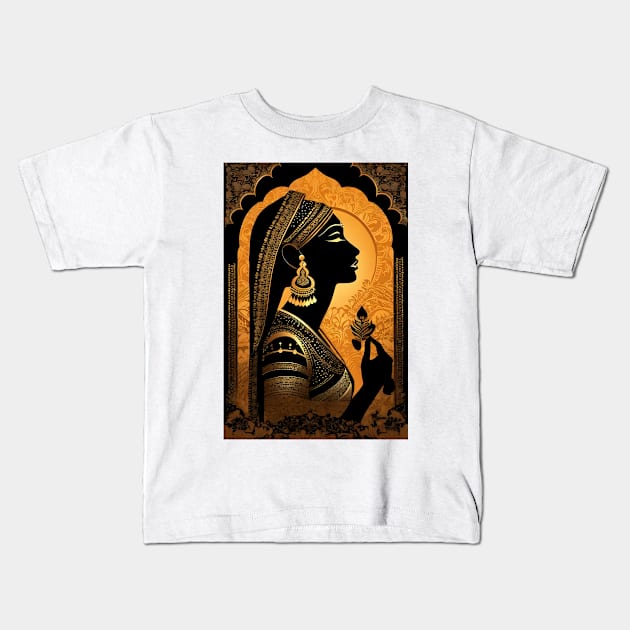 Indian girl classic art Kids T-Shirt by Spaceboyishere